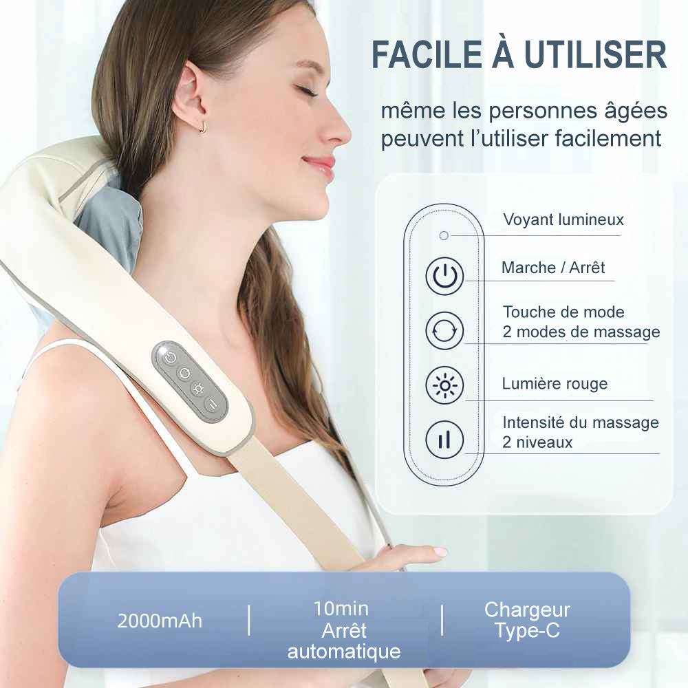 Appareil massage pour le dos, le cou, les épaules, les lombaires, les fessiers, les bras et les jambes - Bye-Bye Tensions